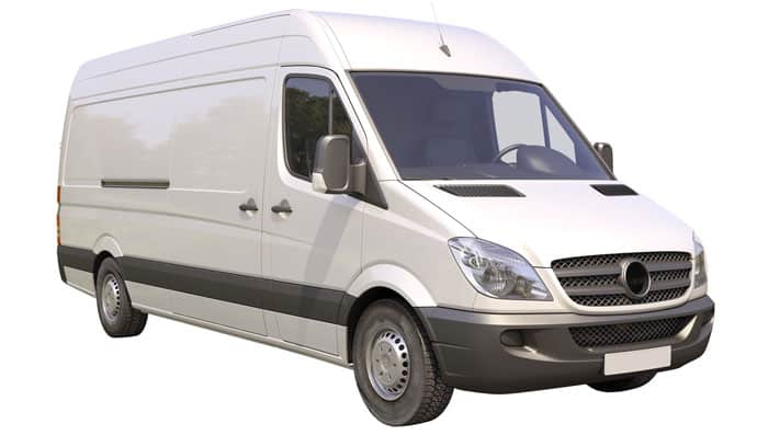 Modern commercial van isolated on a white background